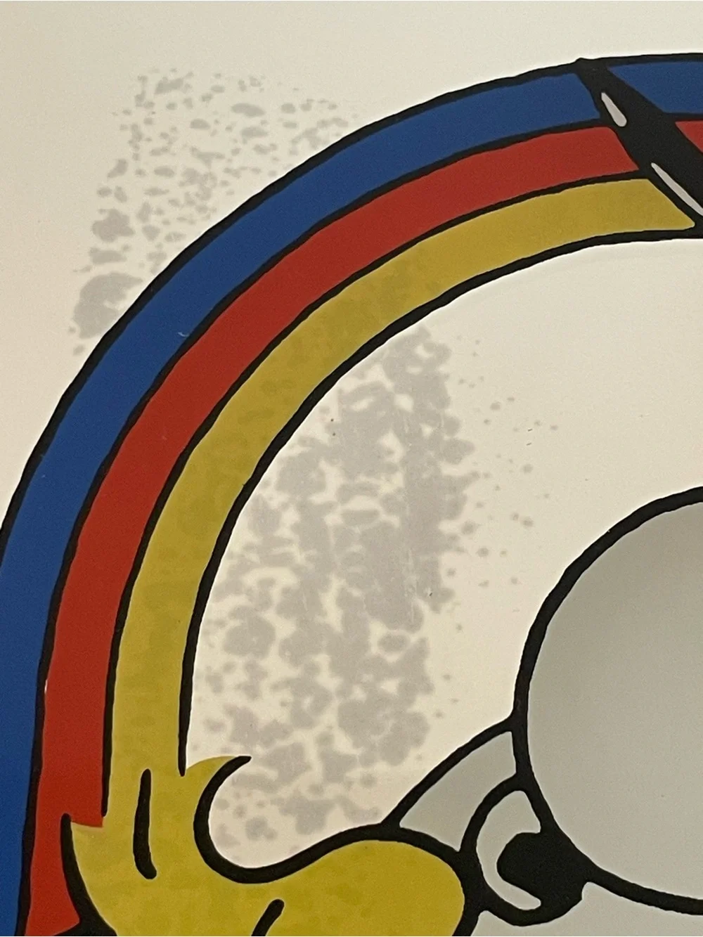 Vintage 1965 Snoopy & Woodstock Kissing Cloud Rainbow Mirror Framed